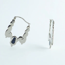 Pendientes Tiahua de aro en metal plateado con colgantes y piedra azul