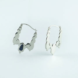 Pendientes de aro Tiahua con colgantes y piedra azul en metal plateado