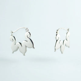Pendientes de plata con aro y colgante de tres piezas con forma de hoja