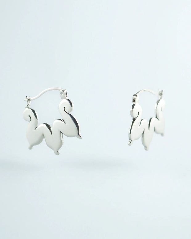 Pendientes de plata con aro y colgante de tres piezas con forma de hoja