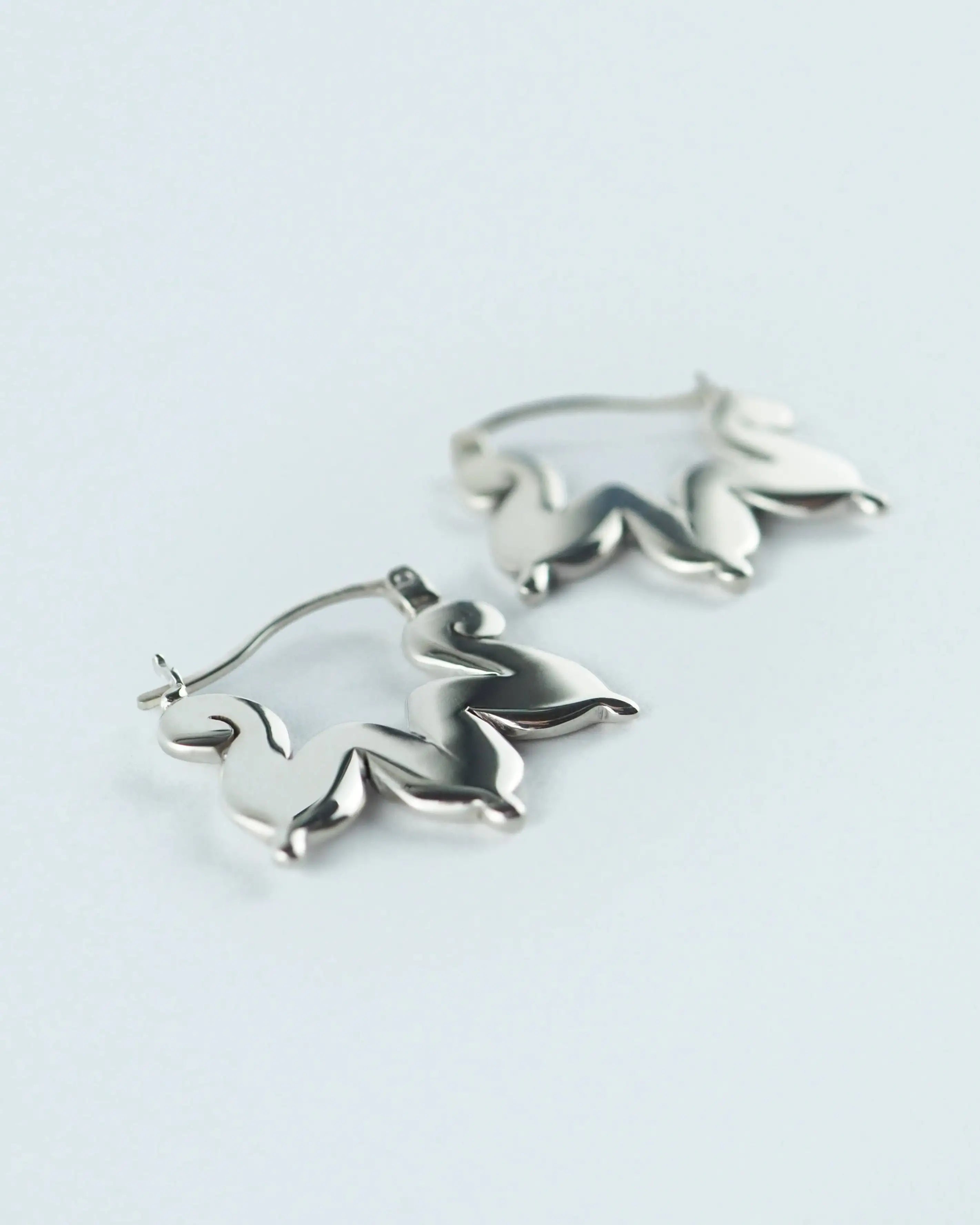 Pendientes de plata con dos aros y colgantes de tres piezas